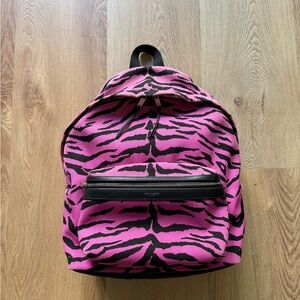 Saint Laurent Pink and Black Zebra Print Backpack